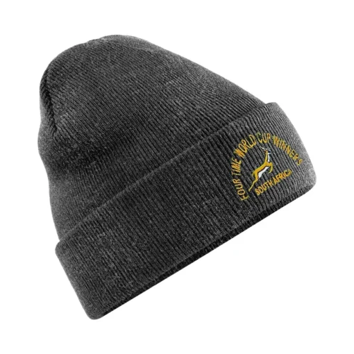 South Africa Rugby Grey Winter Skull Cap Knitted Beanie Hat Women's Men's Unisex